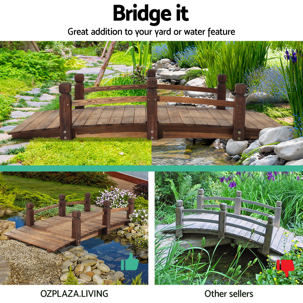 Garden Decor Wooden Rustic Bridge 160cm Homecoze