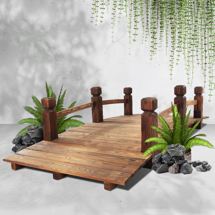 Garden Decor Wooden Rustic Bridge 160cm Homecoze