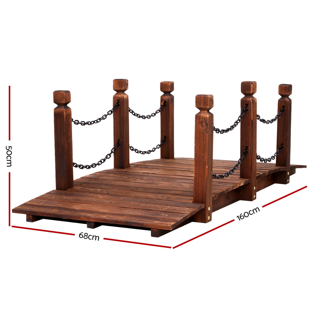Garden Decor Wooden Rustic Chain Bridge 160cm Homecoze