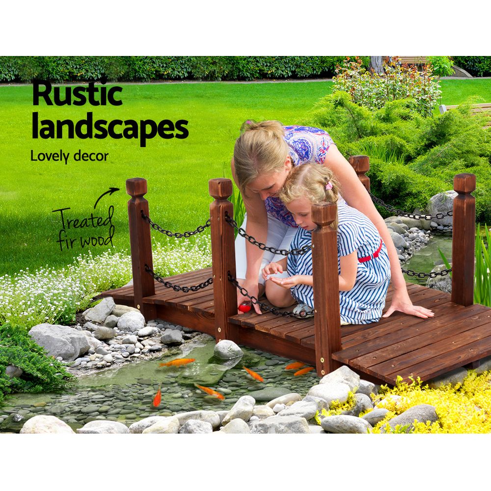 Garden Decor Wooden Rustic Chain Bridge 160cm Homecoze