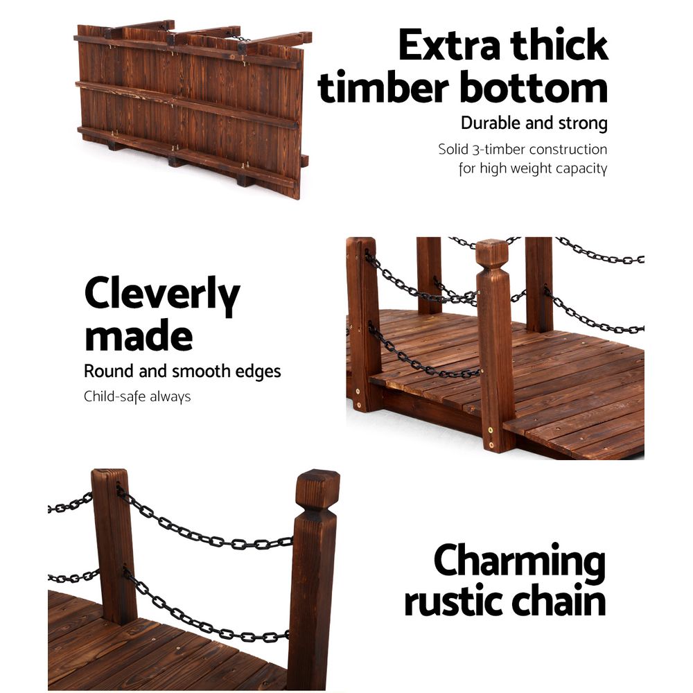 Garden Decor Wooden Rustic Chain Bridge 160cm Homecoze