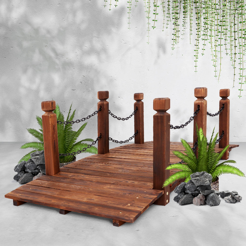 Garden Decor Wooden Rustic Chain Bridge 160cm Homecoze