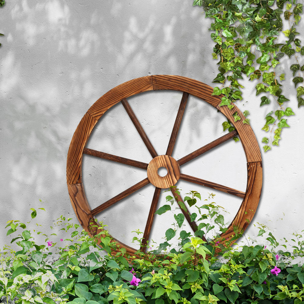 Vintage Style Wooden Wagon Wheel for Indoor & Outdoor Decor Homecoze