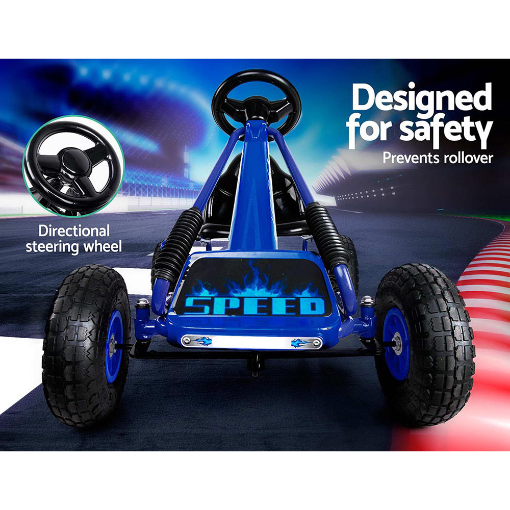Kids Pedal Go Kart Racing Ride On Car - Blue Homecoze