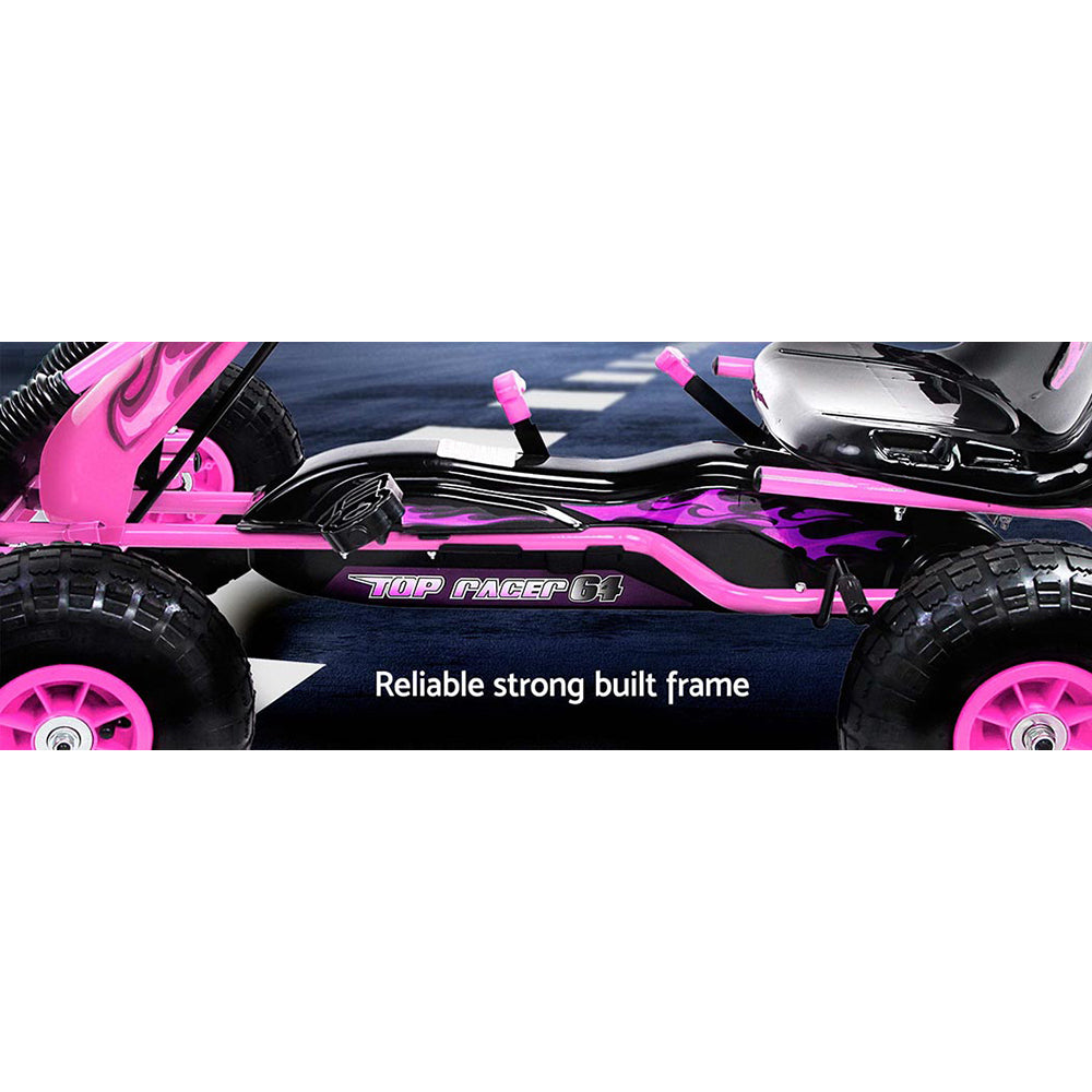 Kids Pedal Go Kart Racing Ride On Car - Pink Homecoze