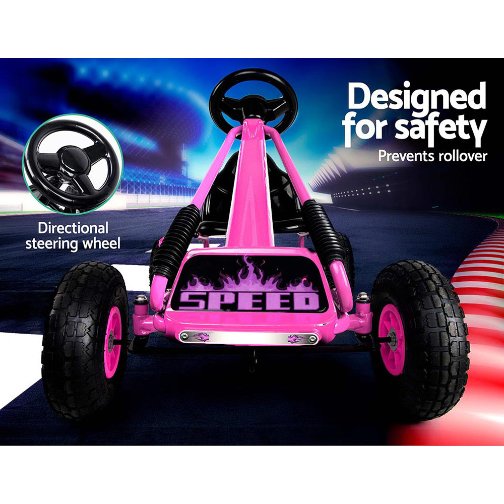 Kids Pedal Go Kart Racing Ride On Car - Pink Homecoze