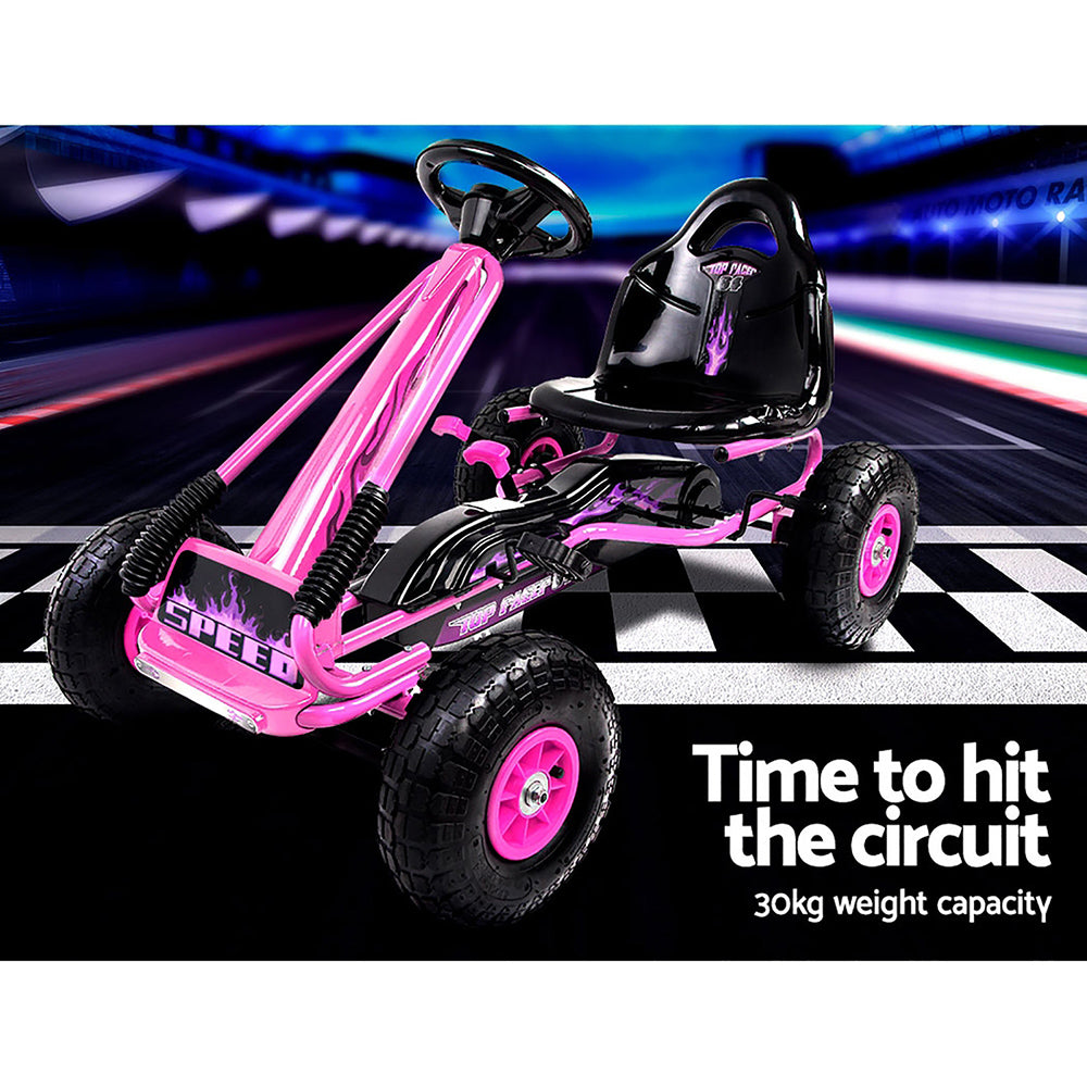 Kids Pedal Go Kart Racing Ride On Car - Pink Homecoze