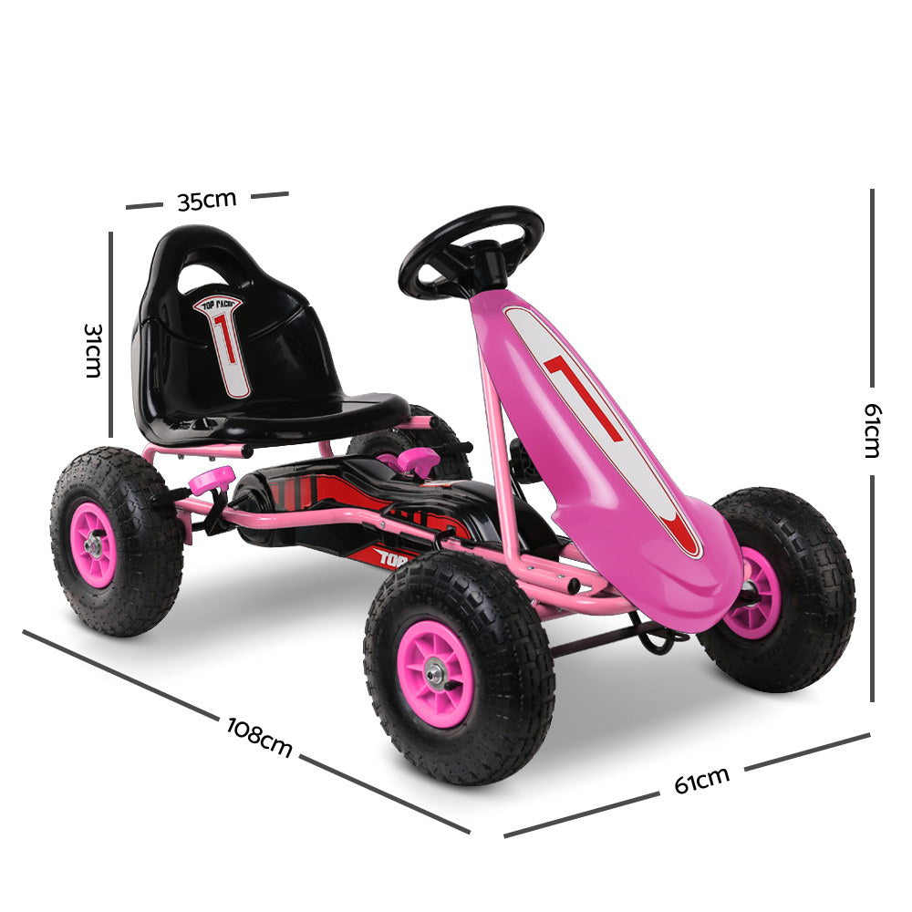 Kids Pedal Go Kart Car Ride On Toys Racing Bike Rubber Tyre Adjustable Seat Homecoze