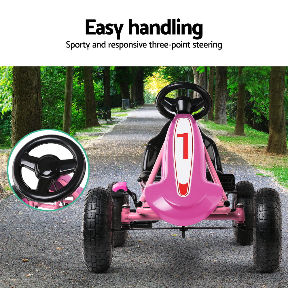 Kids Pedal Go Kart Car Ride On Toys Racing Bike Rubber Tyre Adjustable Seat Homecoze
