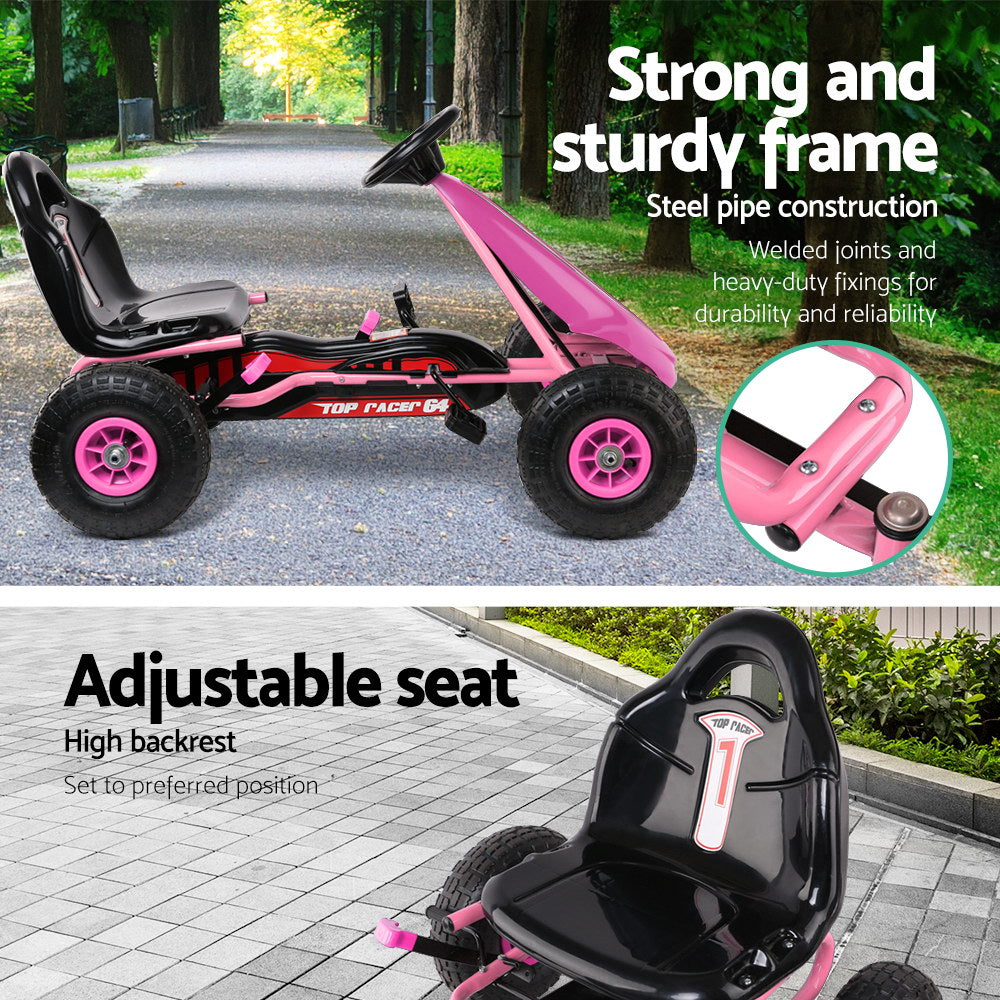 Kids Pedal Go Kart Car Ride On Toys Racing Bike Rubber Tyre Adjustable Seat Homecoze