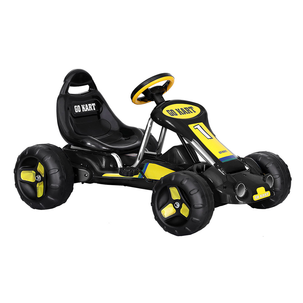 Kids Pedal Go Kart Racing Style Ride On Toy Plastic Tyre - Black Homecoze