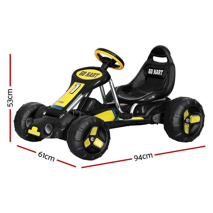 Kids Pedal Go Kart Racing Style Ride On Toy Plastic Tyre - Black Homecoze