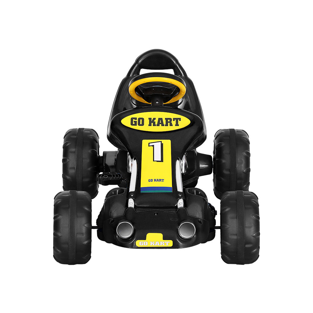 Kids Pedal Go Kart Racing Style Ride On Toy Plastic Tyre - Black Homecoze