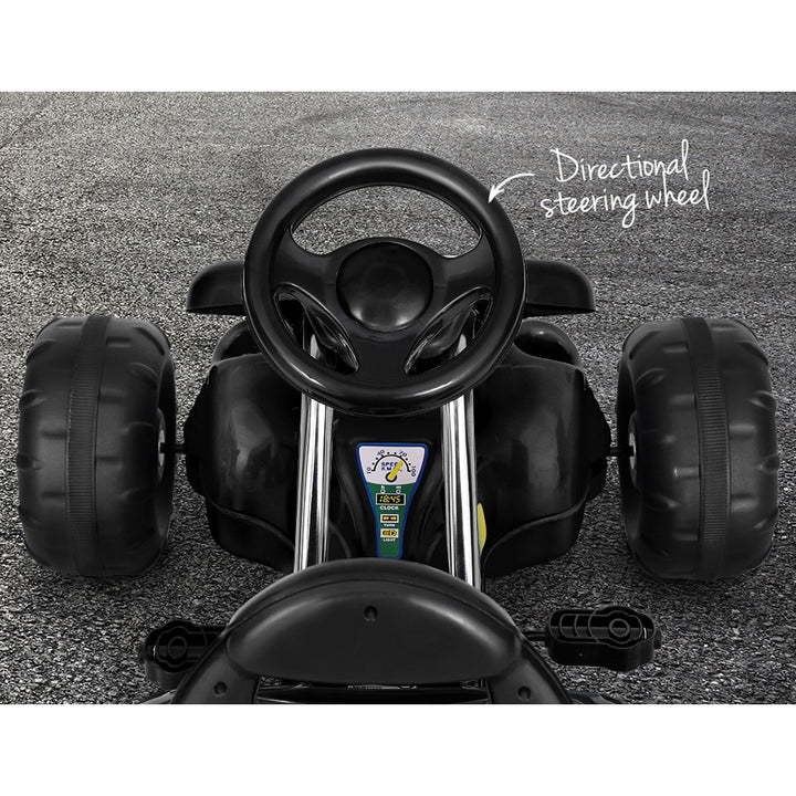 Kids Pedal Go Kart Racing Style Ride On Toy Plastic Tyre - Black Homecoze