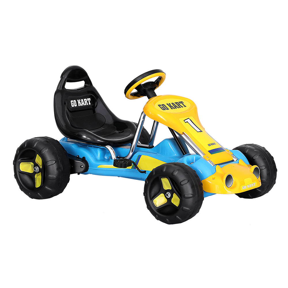 Kids Pedal Go Kart Racing Style Ride On Toy Plastic Tyre - Blue Homecoze