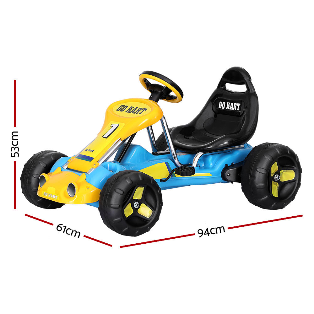 Kids Pedal Go Kart Racing Style Ride On Toy Plastic Tyre - Blue Homecoze