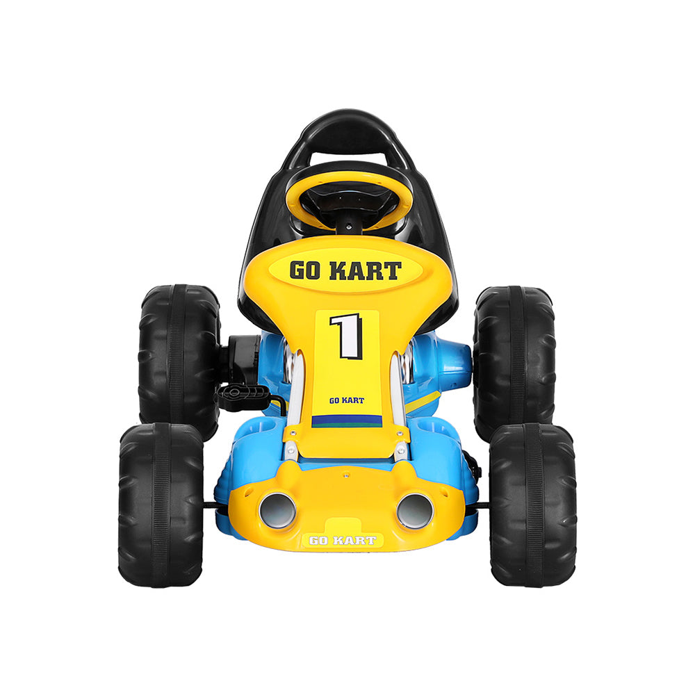 Kids Pedal Go Kart Racing Style Ride On Toy Plastic Tyre - Blue Homecoze
