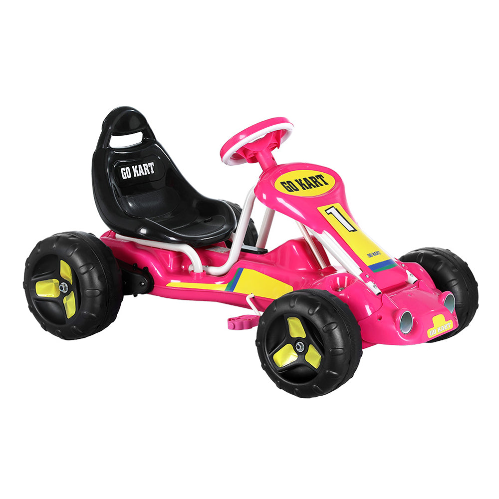 Kids Pedal Go Kart Racing Style Ride On Toy Plastic Tyre - Pink Homecoze