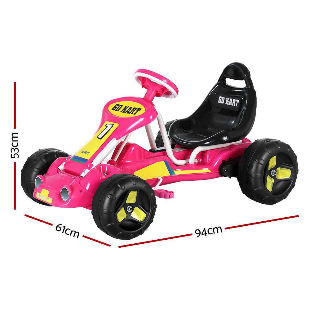 Kids Pedal Go Kart Racing Style Ride On Toy Plastic Tyre - Pink Homecoze