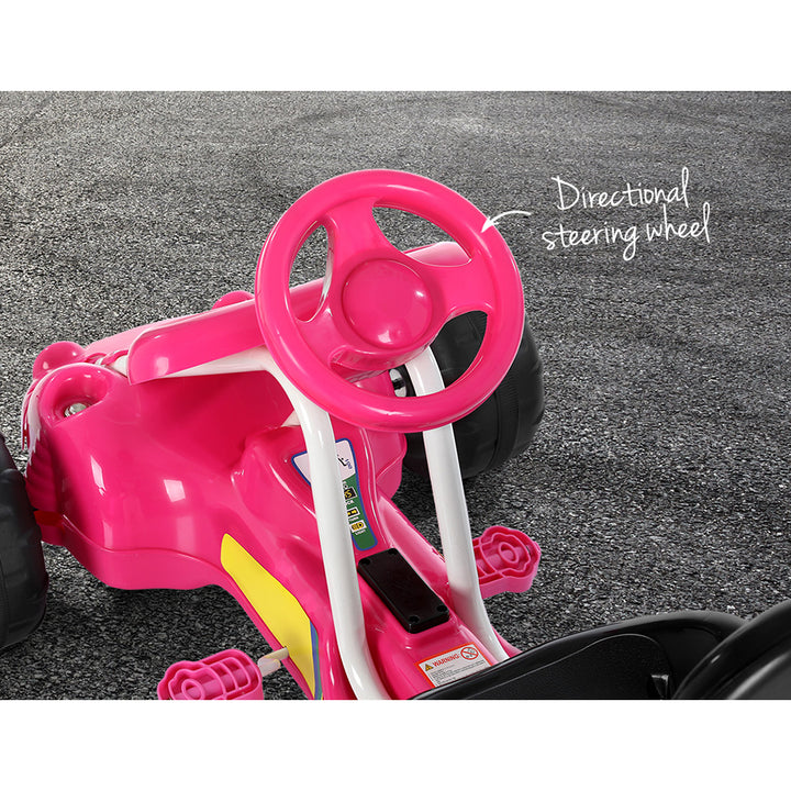 Kids Pedal Go Kart Racing Style Ride On Toy Plastic Tyre - Pink Homecoze