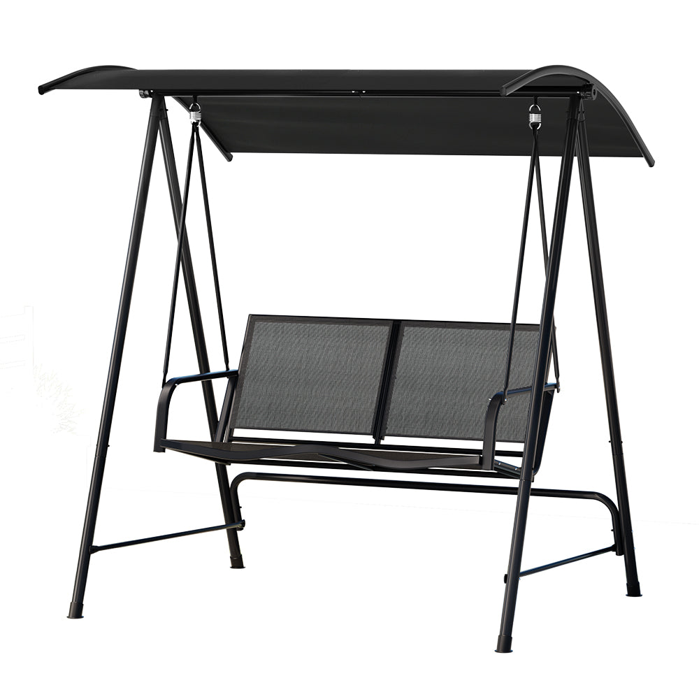 Outdoor Swing Chair 2 Seater Garden Bench Patio Lounger with Canopy - Black Homecoze