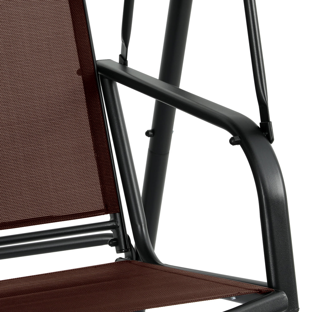 Outdoor Swing Chair 2 Seater Garden Bench Patio Lounger with Canopy - Brown Homecoze