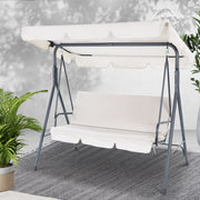 Outdoor Swing Chair 3 Seater Bench Seat with Canopy - Beige - Homecoze