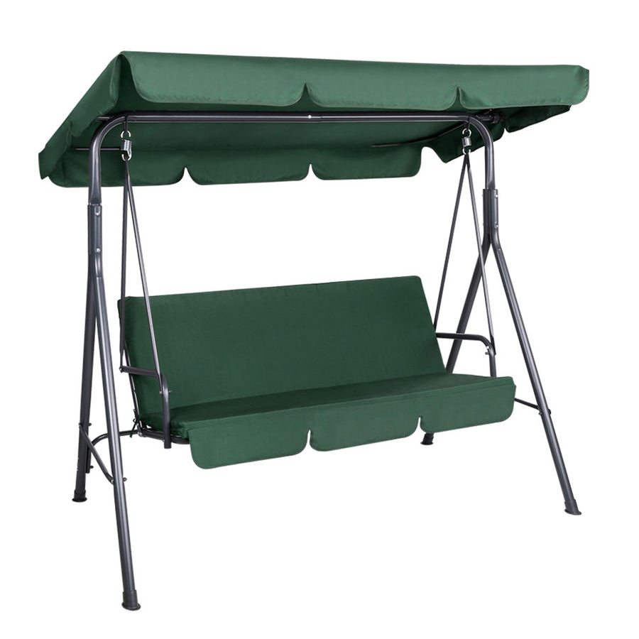 Outdoor Swing Chair 3 Seater Garden Bench Patio Lounger with Canopy - Green Homecoze