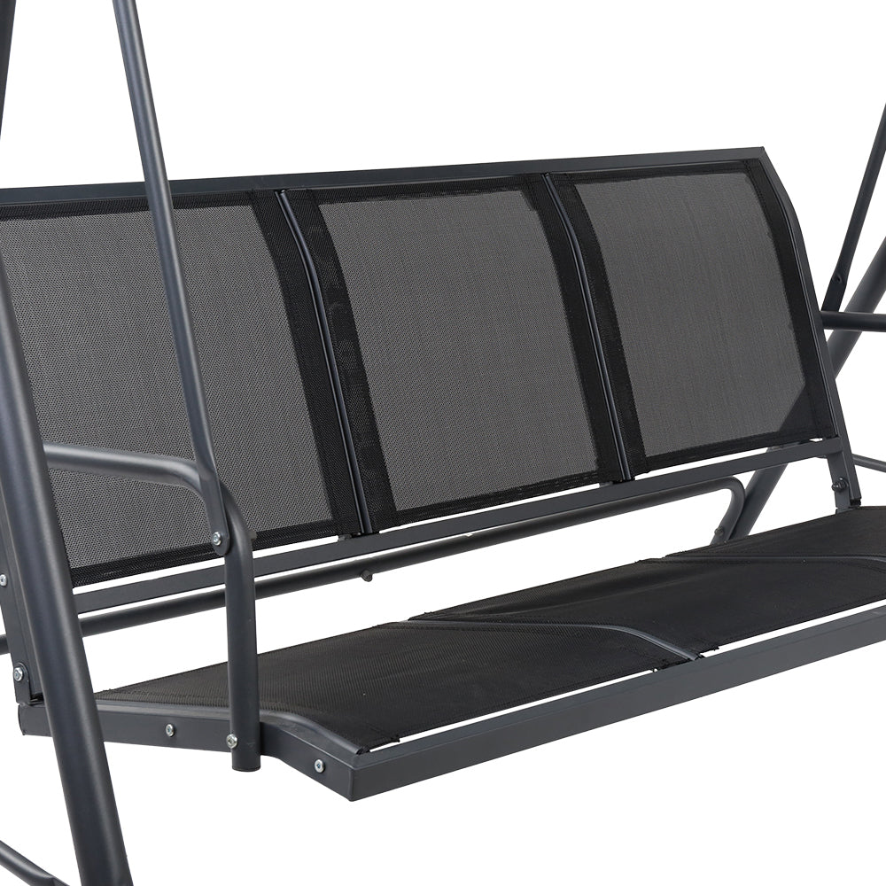 Outdoor Swing Chair 3 Seater Bench Seat with Canopy - Black - Homecoze