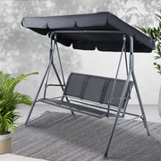 Outdoor Swing Chair 3 Seater Bench Seat with Canopy - Black - Homecoze