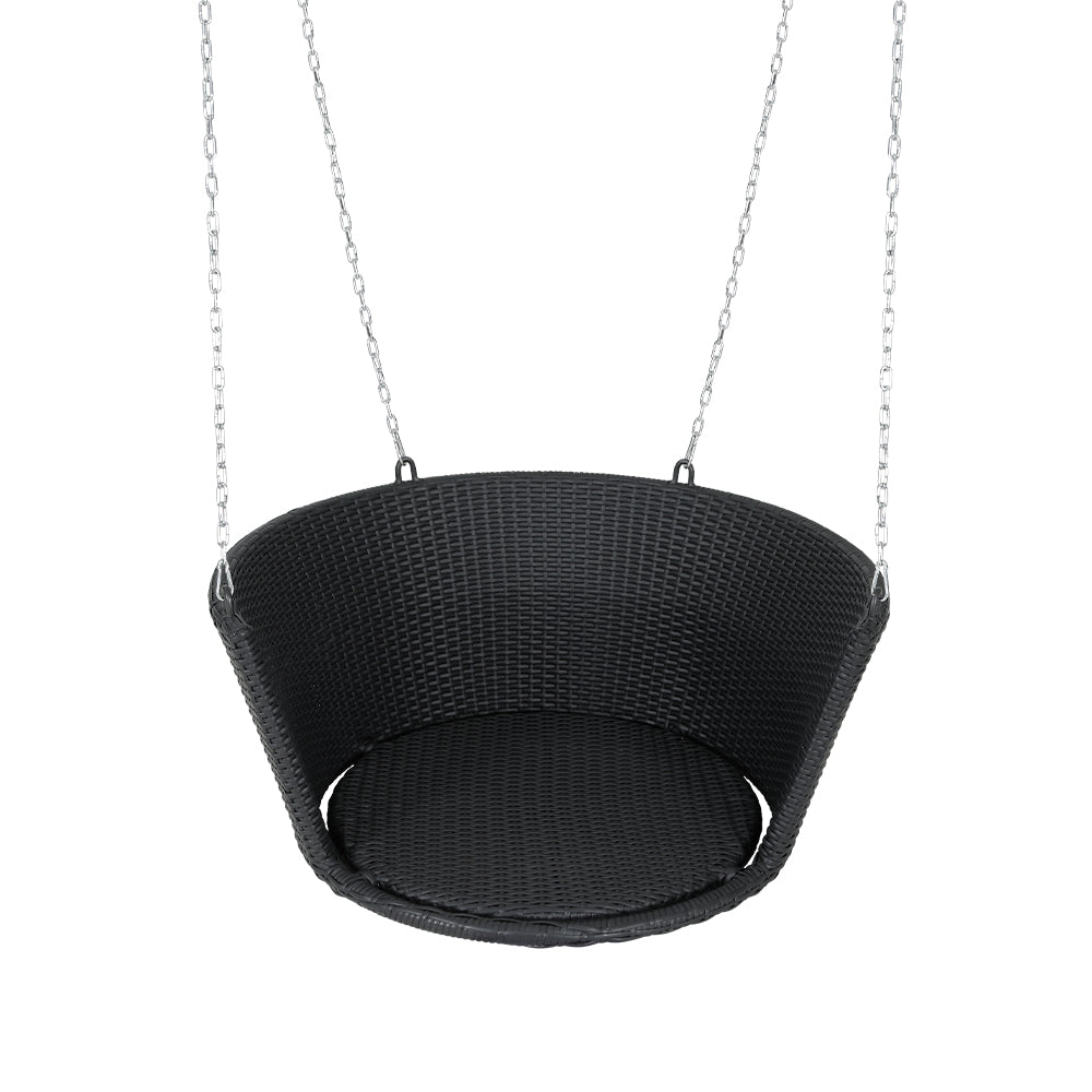 Large Single Woven Rattan Porch Swing Wicker Chair Hammock - Black Homecoze