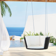 Large Single Woven Rattan Porch Swing Wicker Chair Hammock - Black Homecoze