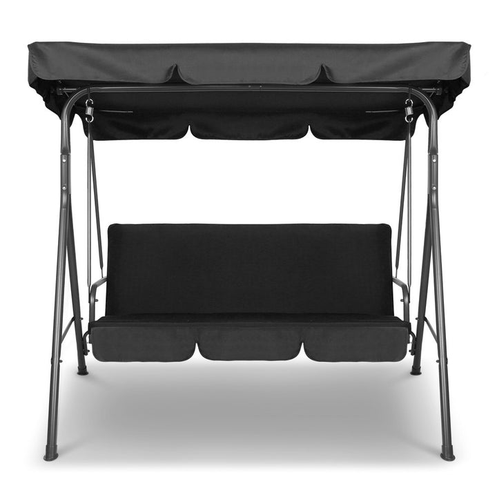 Outdoor Swing Chair 3 Seater Bench Seat with Canopy - Black Homecoze