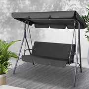 Outdoor Swing Chair 3 Seater Bench Seat with Canopy - Black - Homecoze
