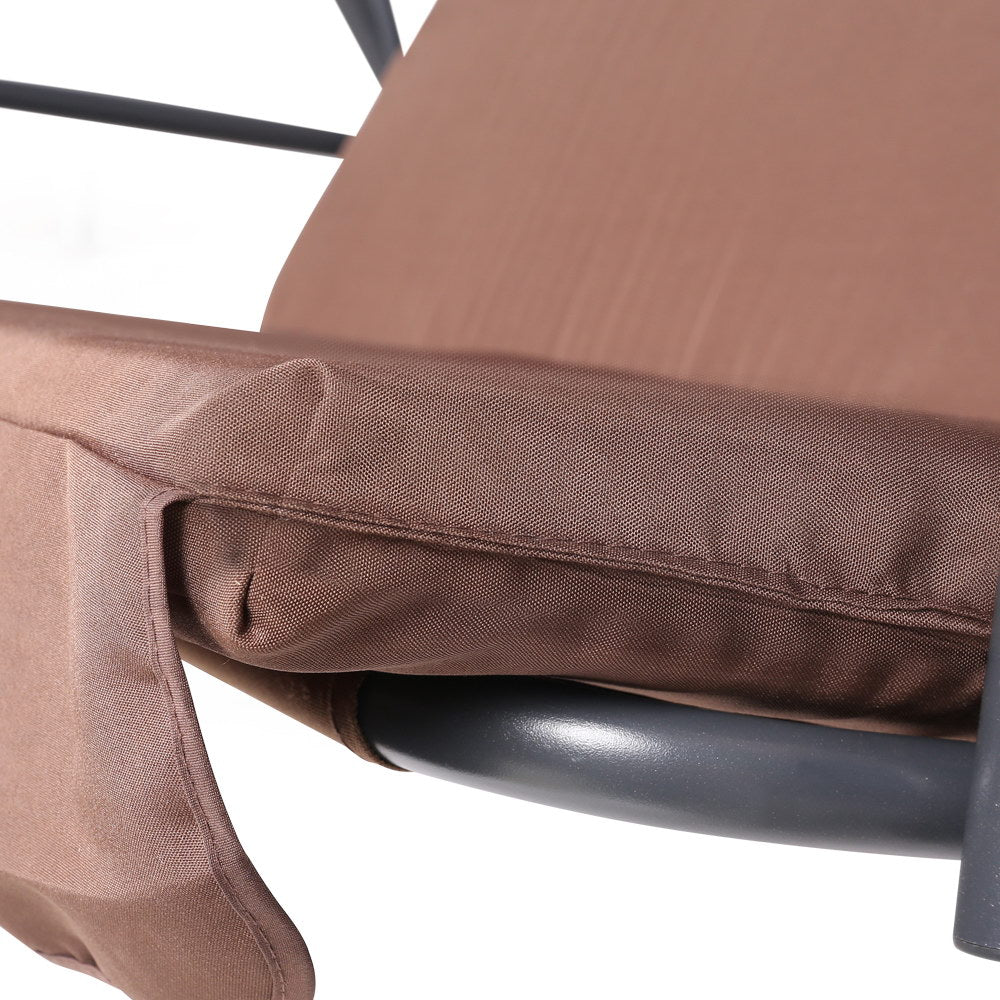 Outdoor Swing Chair 3 Seater Bench Seat with Canopy - Coffee - Homecoze