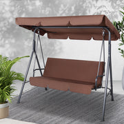 Outdoor Swing Chair 3 Seater Bench Seat with Canopy - Coffee - Homecoze
