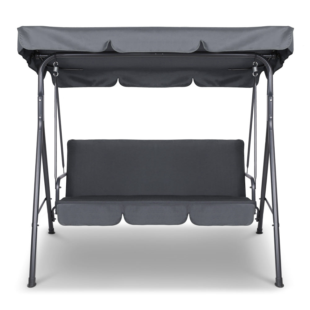 Outdoor Swing Chair 3 Seater Bench Seat with Canopy - Grey Homecoze
