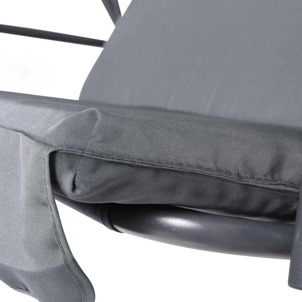 Outdoor Swing Chair 3 Seater Bench Seat with Canopy - Grey - Homecoze