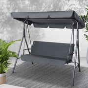 Outdoor Swing Chair 3 Seater Bench Seat with Canopy - Grey - Homecoze