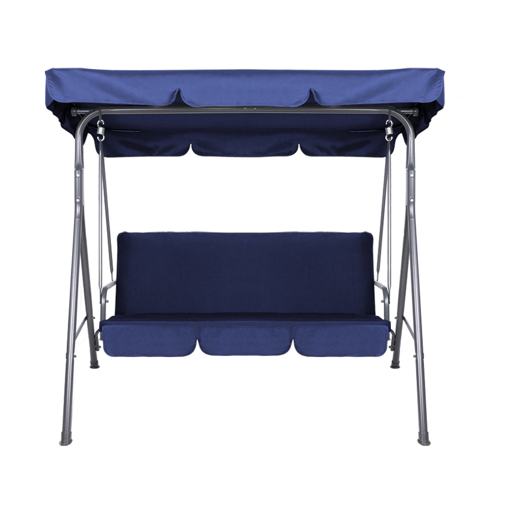 Outdoor Swing Chair 3 Seater Bench Seat with Canopy - Navy - Homecoze