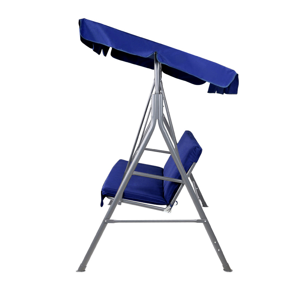Outdoor Swing Chair 3 Seater Bench Seat with Canopy - Navy - Homecoze