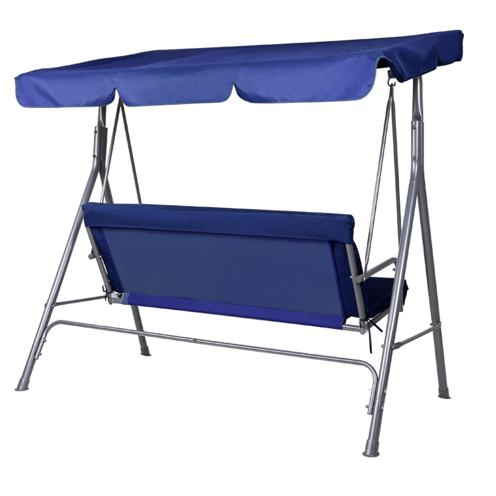 Outdoor Swing Chair 3 Seater Bench Seat with Canopy - Navy - Homecoze