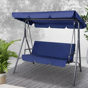 Outdoor Swing Chair 3 Seater Bench Seat with Canopy - Navy - Homecoze