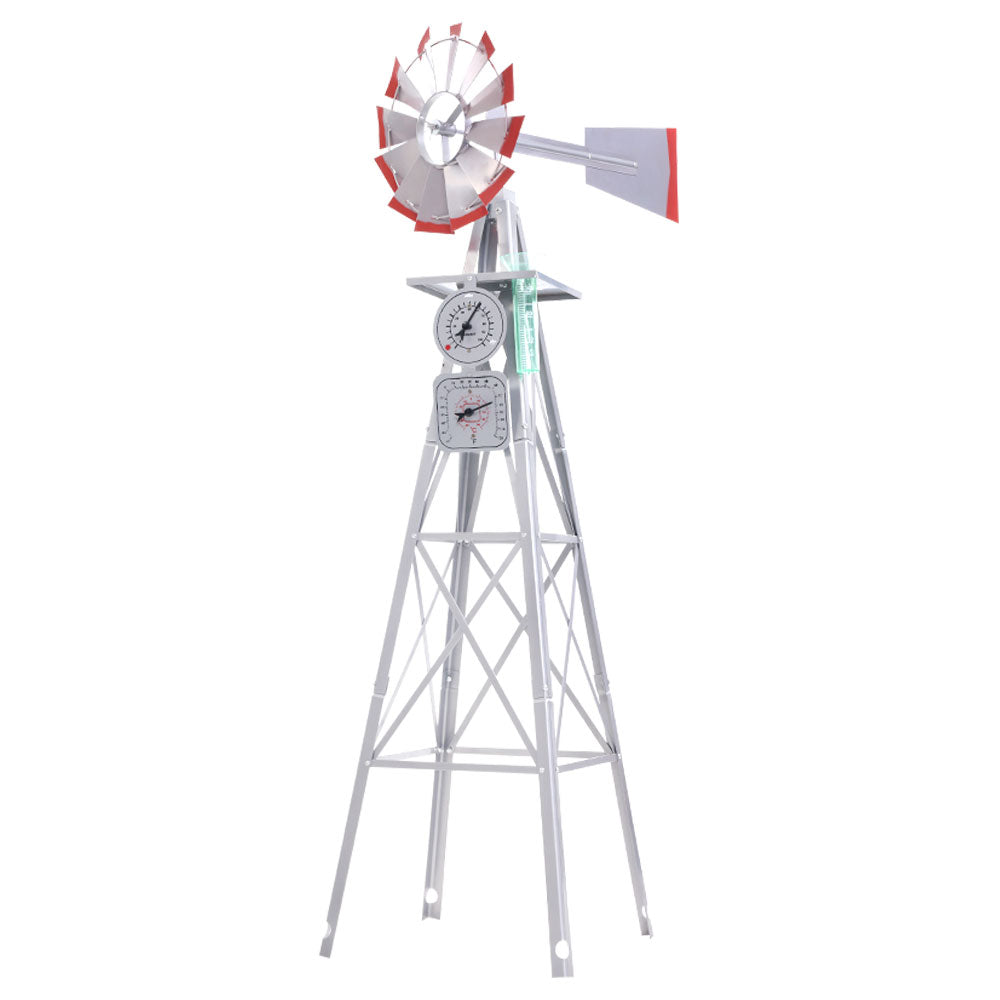 Garden Decor Windmill with Weather Station 146cm Metal Outdoor Ornament Homecoze