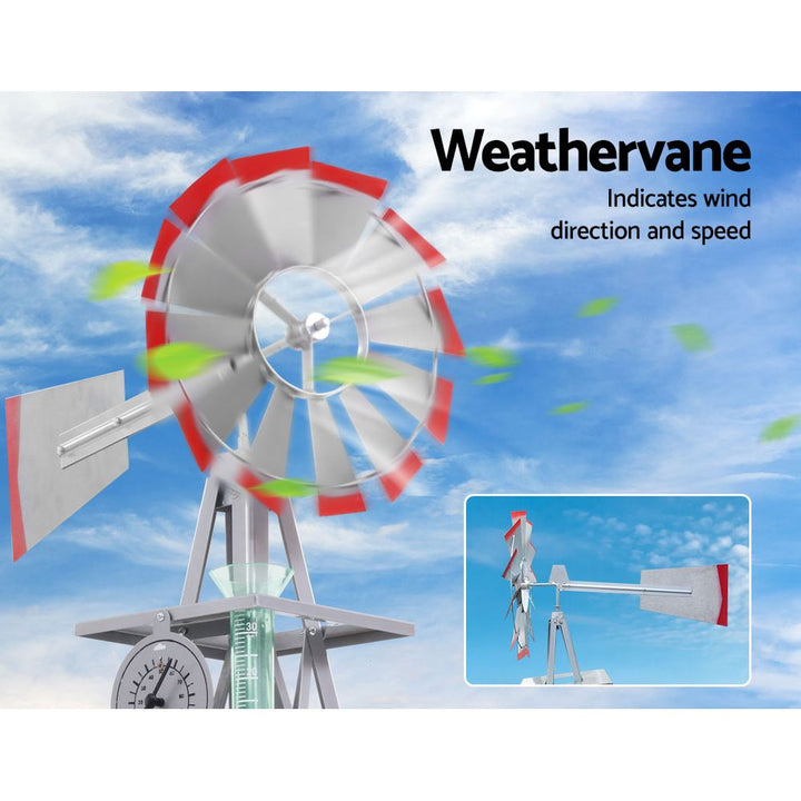 Garden Decor Windmill with Weather Station 146cm Metal Outdoor Ornament Homecoze