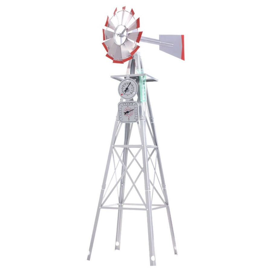 Garden Decor Windmill with Weather Station 186cm Metal Outdoor Ornament Homecoze