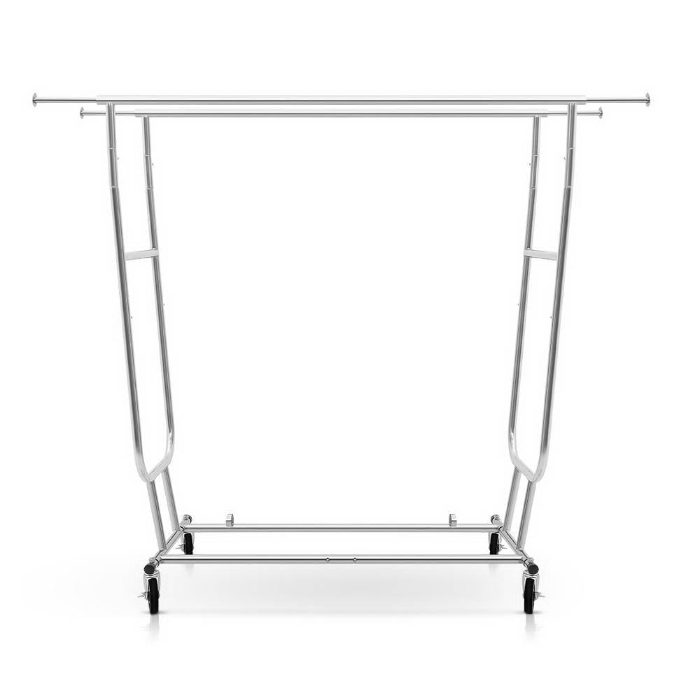 Double Rail Clothes Stand Garment Rack with Caster Wheels Homecoze