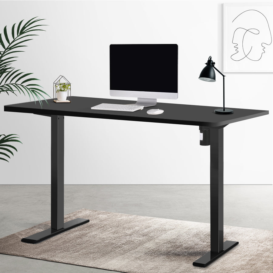 Electric Height Adjustable Standing Desk - Black Frame with 140cm Black Top Homecoze