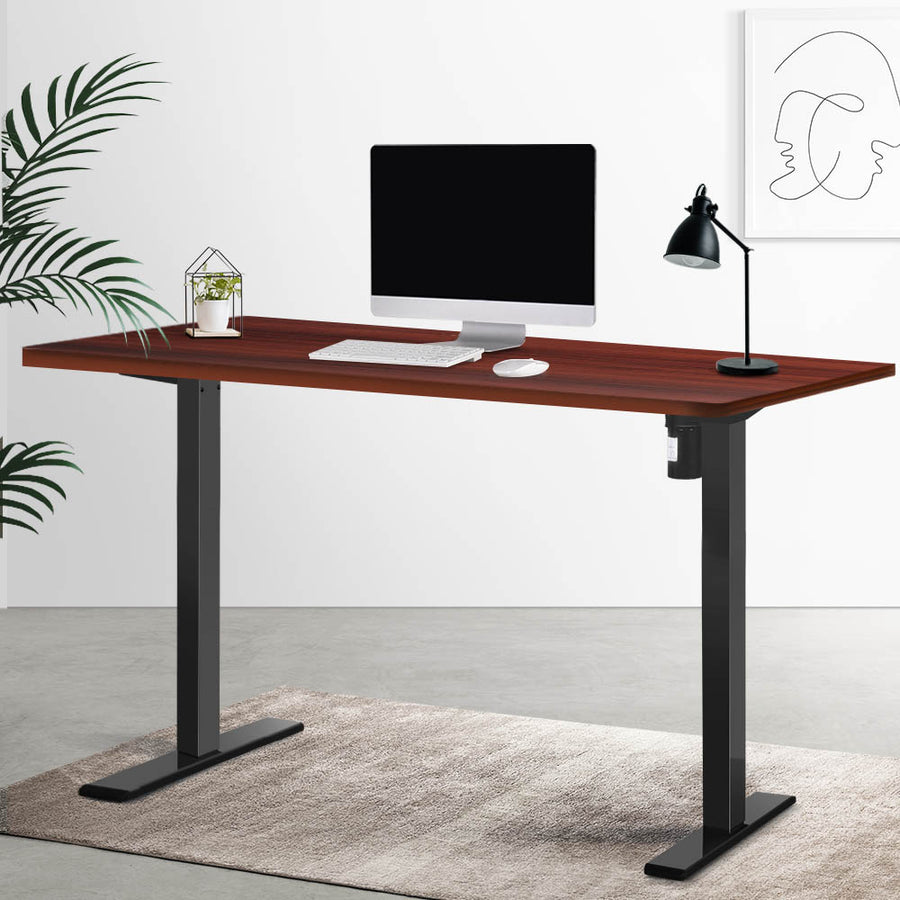Electric Height Adjustable Standing Desk - Black Frame with 140cm Walnut Top Homecoze