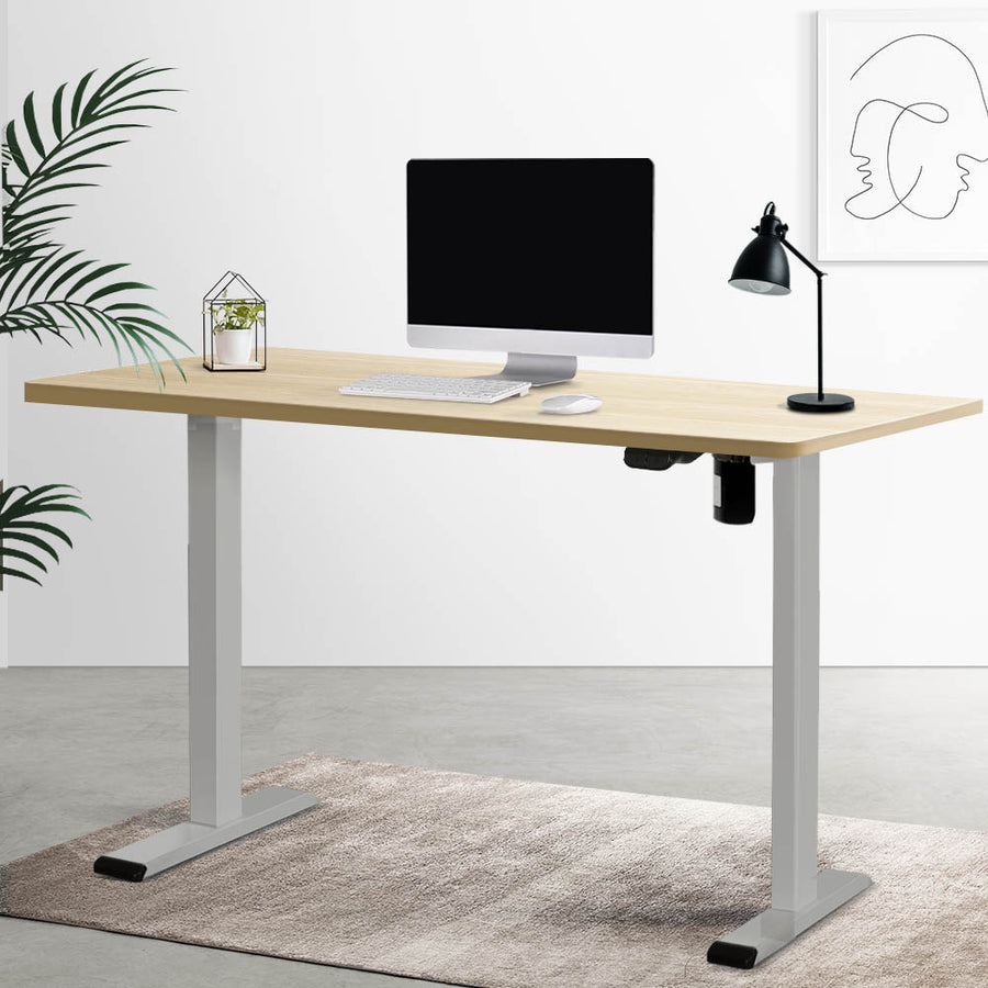Electric Height Adjustable Standing Desk - Grey Frame with 120cm Oak Top Homecoze